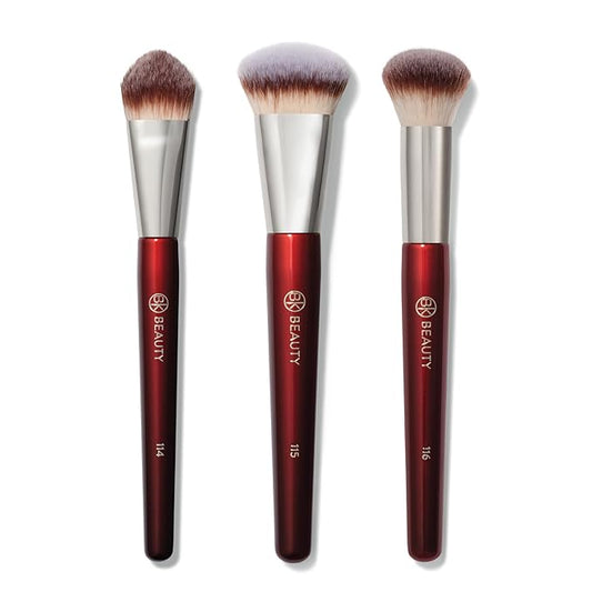 BK Beauty Core Complexion Trio Makeup Brushes Set (3PC) – Foundation, Concealer, and Blending Brushes for Liquid, Cream & Powder – Vegan, Cruelty-Free, Ultra-Soft Face Makeup Brushes