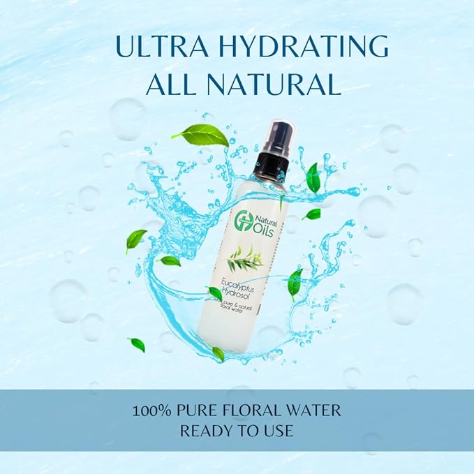 Eucalyptus Hydrosol (Floral Water) - 4 fl oz Plastic Bottle w/Black Spray Cap - 100% Natural - GreenHealth
