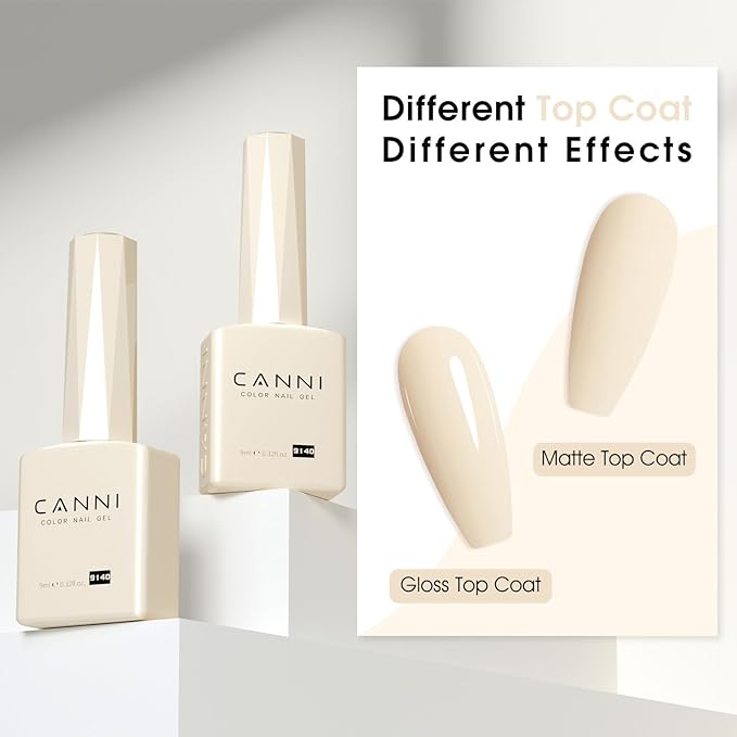 CANNI Nude Color Gel Polish, 1Pcs Albescent White Nude High Gloss Soak Off U V Gel Nail French Nail Manicure Salon DIY