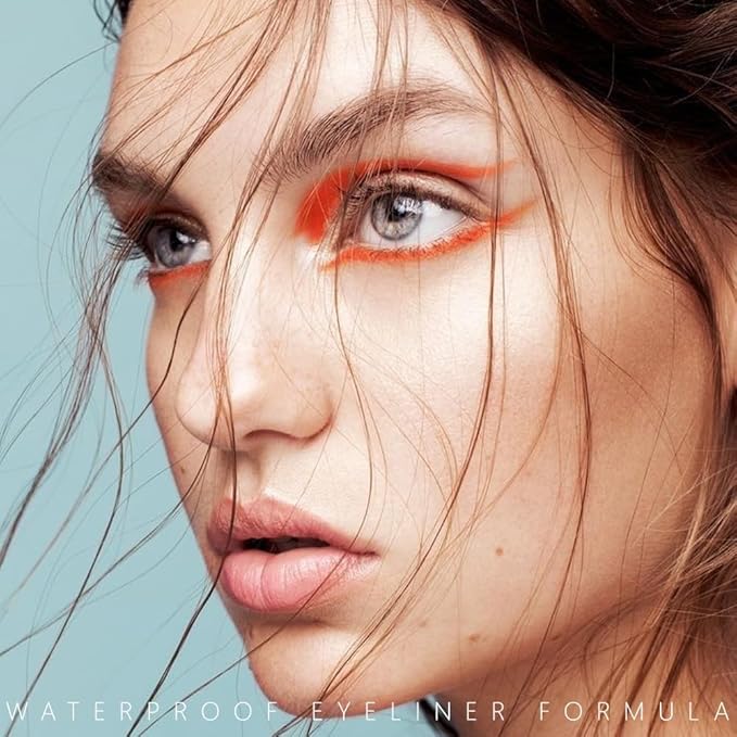 evpct Orange Eyeliner Pencils for Eyes, Orange Matte Colored Eye Liner Pencil Makeup Waterproof Smudge Proof, Colored Gel Waterline Eyeliner Liquid, Face Eye Paint Stick Lipstick Halloween Makeup 04