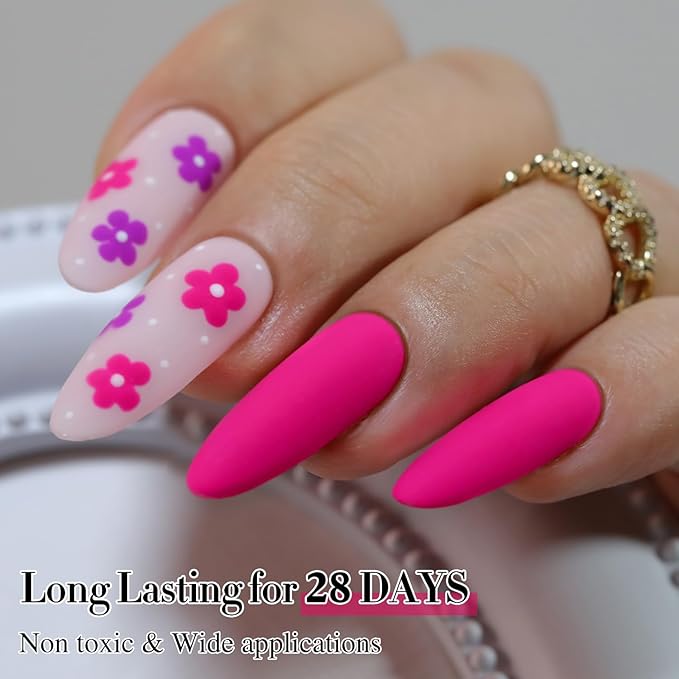 Double Rhythm 15ML Gel Nail Polish Pure Sheer Same Color Same Bottle Soak Off Gel Polish Art Manicure Salon DIY at Home for Women (Hot Pink-A1312)