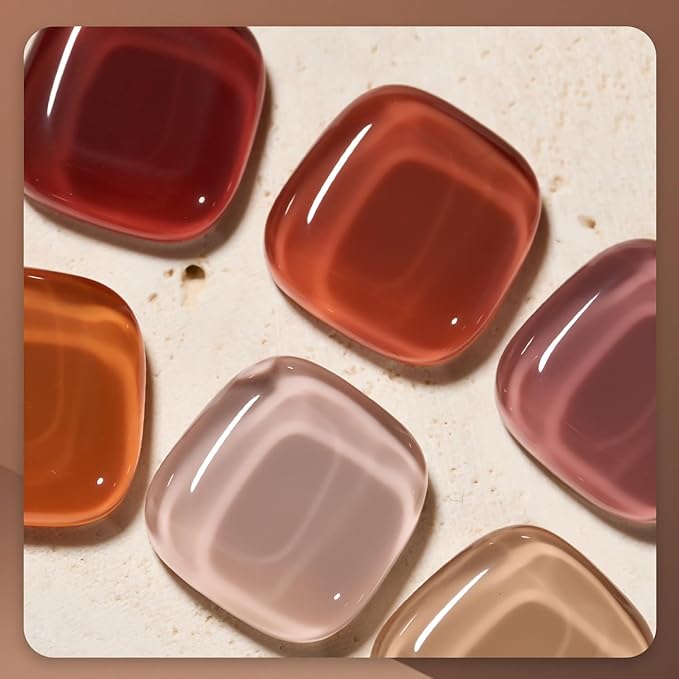 GAOY Hot Fudge Jelly Gel Nail Polish of 6 Transparent Nude Brown Orange Pumpkin Colors Sheer Gel Polish Kit for Salon Manicure and Nail Art DIY at Home