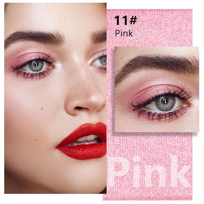 Shimmer Singe Eye Shadow Palette Makeup, Pink Sparkle Shimmer Monochrome Eyeshadow For Old Women, Mini Pressed Pigmented Waterproof Sombras Para Ojos, Vegan, Talc, Paraben & Cruelty Free, 11