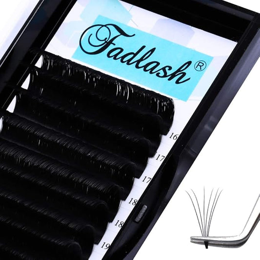 Volume Lash Extensions 0.07 D Curl 16-22mm Mixed Tray Easy Fanning Volume Lashes Matte Black Self Fan Eyelash Extension Supplies (0.07-D, 16-22mm Mix)