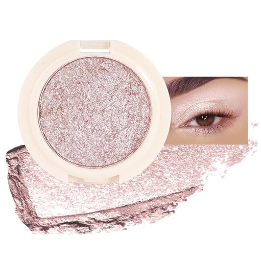 Eyeshadow Single Glitter, High-Pigment Monochrome Eye Shadow Pressed Powder, Everyday Velvety Silky Eye Makeup Looks, Professional Long-Lasting Waterproof Single Eyeshadow Palette, Rose Gold 05