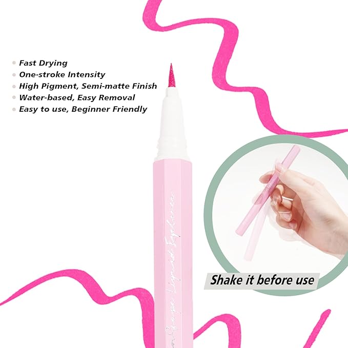 Liquid Eyeliner, Neon Pink Eyeliner Pen, Ultra Fine Pink Eye Liner, High Pigmented Colored Liquid Eyeliner, Felt & Flexible Tip Applicator for Precise Line Application, (Flirty Flamingo)