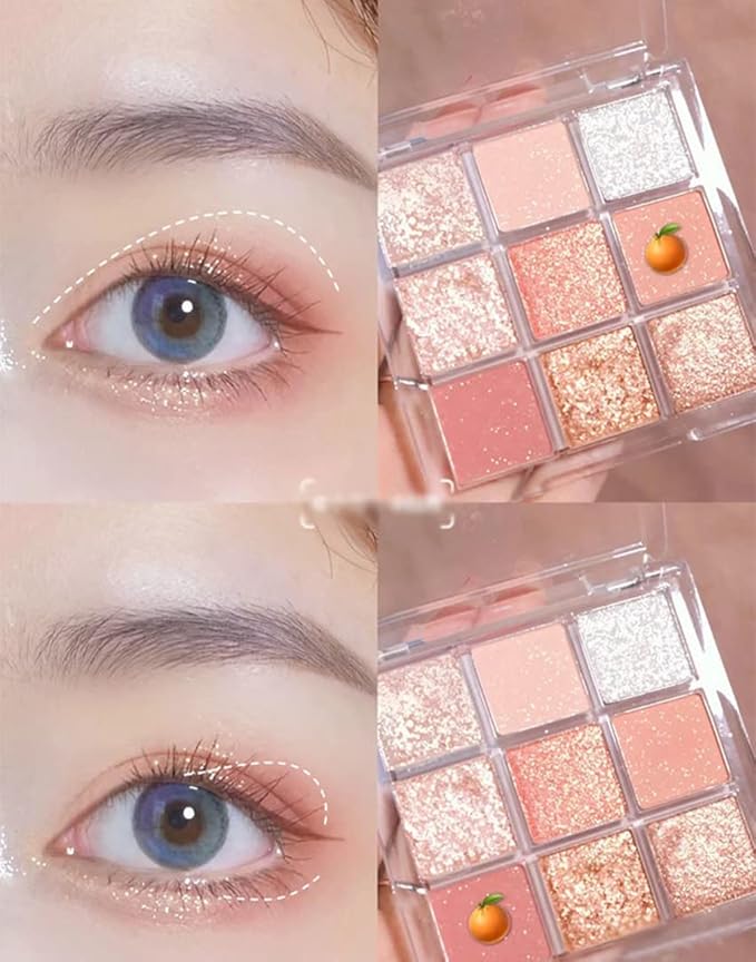 Kayswang 9 colors glitter eyeshadow palette makeup palette matte high pigment color cream texture natural eye shadow powder eye shadow palette in autumn and winter long lasting and waterproof (gold)