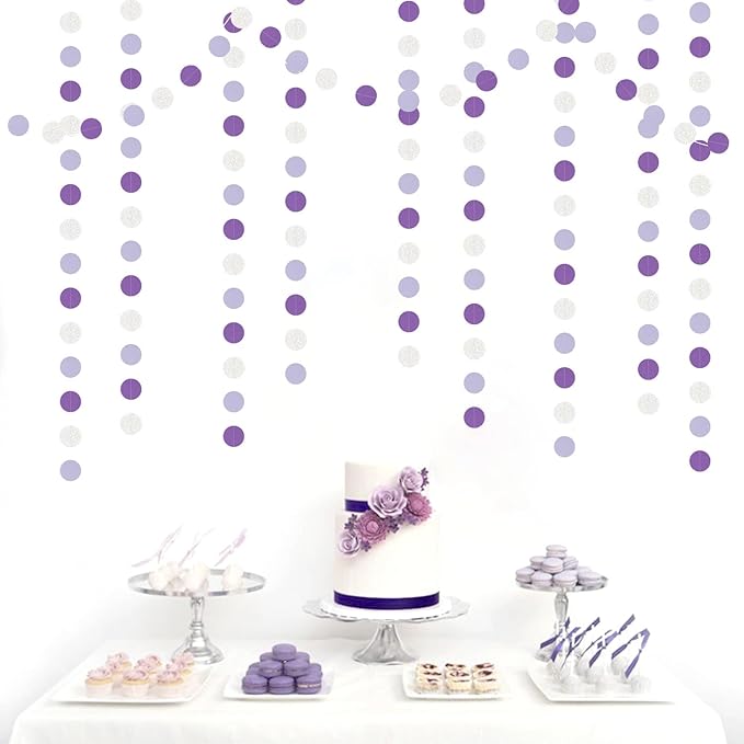 Purple Silver Birthday Party-Decorations Streamers - 52FT Graduation Hanging Paper Garland Banner,Baby Bridal Shower Engagement Wedding Anniversary Bachelorette Mothers Day Backdrop Decor Hugtmr