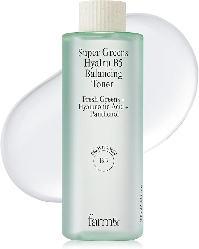 Farm Rx Super Greens Hyalru B5 Balancing Toner (6.4fl oz) - Lightweight, Hydrating, Soothing, Water-Based. Korean Skin Care. Hyaluronic Acid, Panthenol, Vegan.