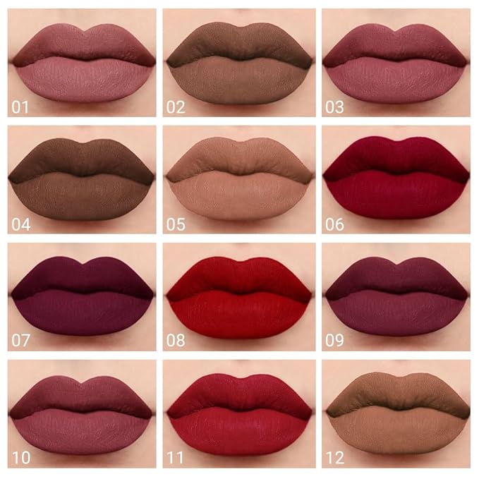evpct 1Pcs Dark Brown Matte Liquid Lipstick Lip Gloss Glossy Set for Black Women 24 Hour Silky Velvet Lipstick 04#