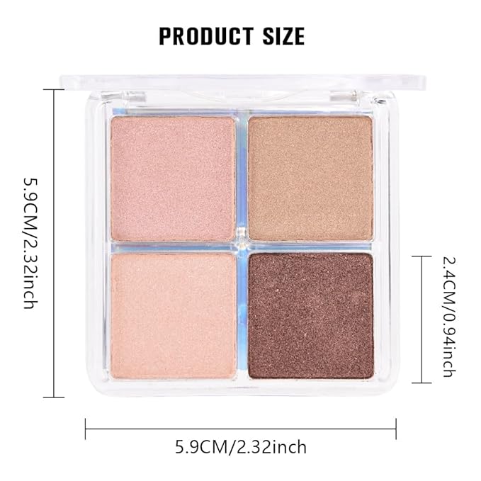 evpct Eyeshadow Quad Palette, Rose Gold Bronze Nude Pink Mink Mauve Glitter Shimmer Metallic Matte High Pigment Mini Eye Shadow Palette Makeup for older Women, Smudge Proof Vegan Cruelty-free Decadent