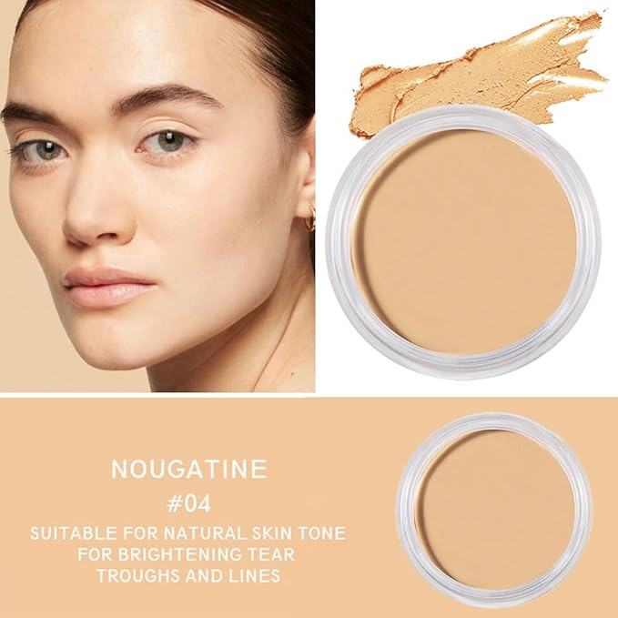 Kaely Cream Pot Concealer Full Coverage Makeup Set, Under Eye Brightener Color Correcting Concealer for Dark Circles, Waterproof Foundation Palette with Brush, Eye Ring Corrector de ojeras, 04