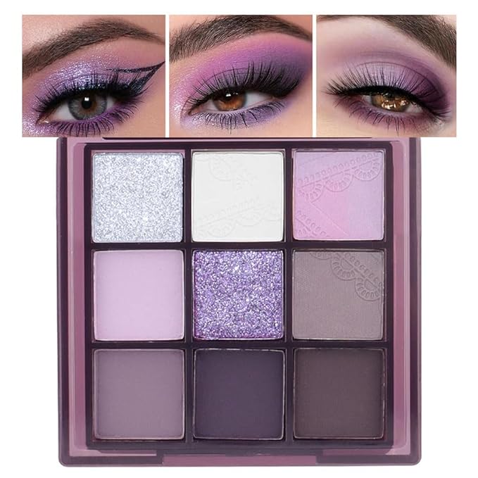 Eye Shadow Palettes Makeup,Dark Purple Plum Lavender Mauve Black Smoky Eyeshadow Palette for Older Women Highly Pigmented Natural Powde Eye Shadow Waterproof Long Lasting Naturing-Looking
