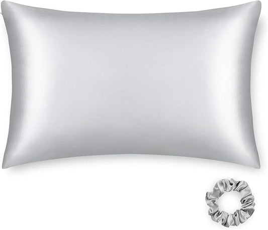 ALASKA BEAR 20 by 54 Silk Pillowcase Couple Womens and Mens Pillow Slip Washable, Body Size(1 Pack, Silver Grey)