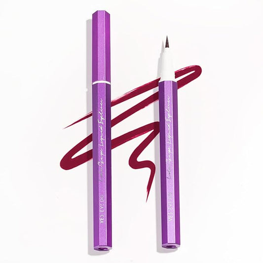 Liquid Eyeliner, Purple Eyeliner Pen, Long Lasting Colorful Liquid Eye Liner, Easy Glide Smudge Resistant, Felt Tip Applicator for Precise Line Application, Body Art Use (Berry Bliss)