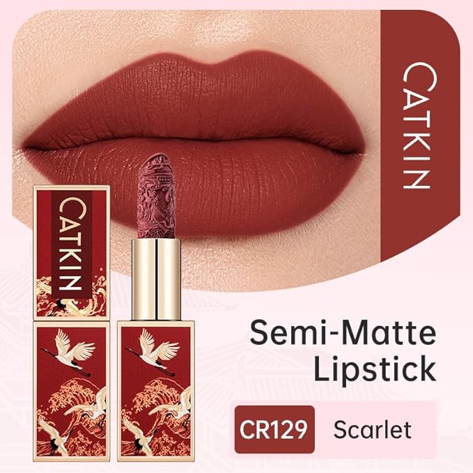 Catkin Lipstick Gift Set for Women, Full Coverage Velvet Semi-Matte Finish, Long Lasting Weightless with Hydrating Smooth Creamy Texture 0.13 oz x 3pcs
