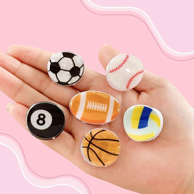 6 Pcs Various Balls Hair Claw Clips,Cute Fashion Styling Small Hair Clips for Women, Nonslip Strong Mini Hair Claws Acrylic Alloy Side Barrettes for Thin Medium Fine Hair