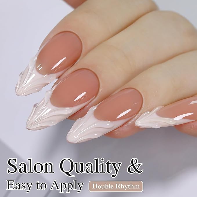 Double Rhythm 15ML Gel Polish Pure Sheer Same Color Same Bottle Soak Off Gel Polish Art Manicure Salon DIY at Home for Women (Pink White-A1479)