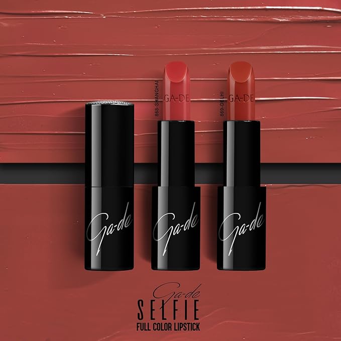 GA-DE Selfie Full Color Lipstick, 869 - Long Lasting High Pigment Lipstick with Argan Oil - Creamy Radiant Shine and Hydrating Benefits - 0.14 oz