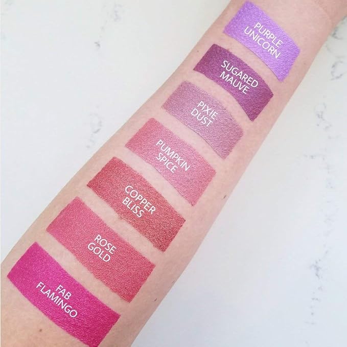 Aromi Copper Metallic Liquid Lipstick, Rosy Bronze Lip Color with Glittery Finish, Long-lasting Makeup, Vegan and Cruelty-free, Handmade (Copper Bliss)