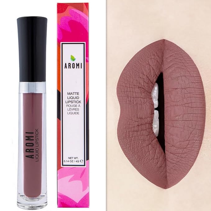 Aromi Matte Liquid Lipstick | Grey Brown Lip Color, Greige, Vegan, Cruelty-free, Waterproof, Long-Lasting, Dye and Lead-Free Lipstick (Sepia Brown)