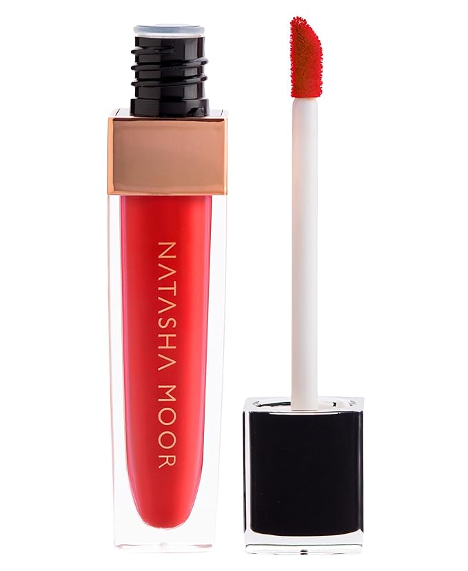 NATASHA MOOR: Molten Matte Liquid Lipstick - Long-Lasting, Hydrating, Matte Finish with Moisturizing Vitamin E - Waterproof, Kiss-Proof, Cruelty-Free - 12-Hour Stay Power - QUEEN