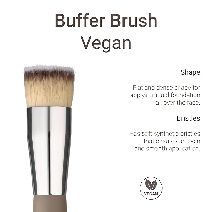 Sandstone Scandinavia Soft Collection Makeup Brush - Professional Premium Flat top Foundation brush for applying and blending liquid foundation. Ultra soft bristles. Vegan brush for all skin types