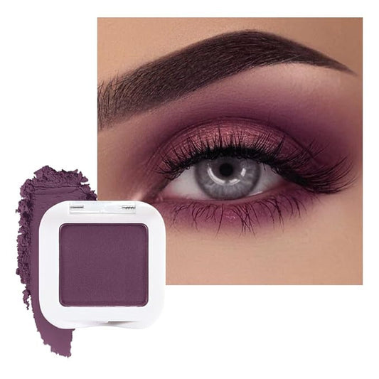 evpct Plum Purple Matte Single Eye Shadow Palette Makeup for Older Women, Plum Purple Natural Pressed Eyeshadow Palette for Eyes, High Pigment Longwear Mini Monochrome Eyeshadow Sombra Para Ojos