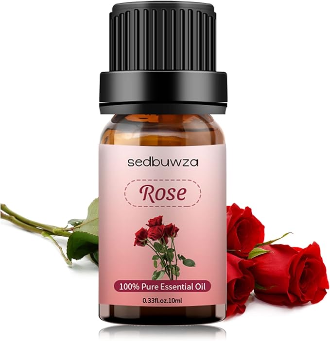 Sedbuwza Rose Essential Oil, 100% Pure Organic Rose Fragrance Oil for Diffuser, Humidifier, Soap, Candle, Perfume - 10ml