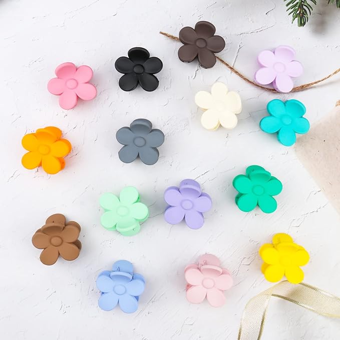 15 PCS Small Flower Hair Claw Clips 1.49 Inch Jaw Clips for Women Girls Nonslip Strong Hold Hair Accessories