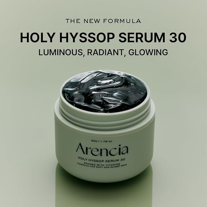 Arencia Glow Hyssop Overnight Face Mask Serum - hydrating & Anti-Aging Serum for younger looking Korean Glass Skin, 30% Vitamin A, C, E, 10% Niacinamide, Peptide