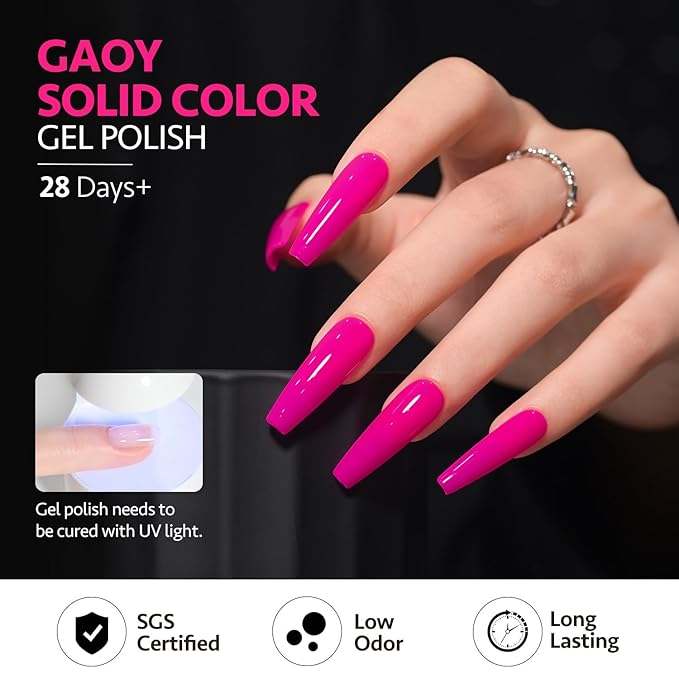 GAOY Hot Pink Gel Nail Polish, Baby Pink Peony Neon Gel Polish Kit for Salon Manicure and Nail Art DIY at Home, Gift for Women