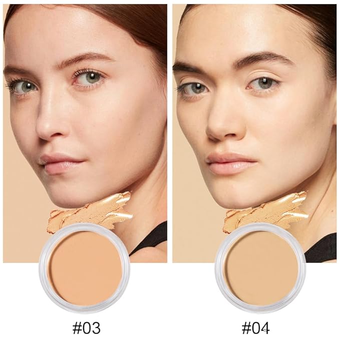 Kaely 2Pcs Cream Pot Concealer Full Coverage Makeup Set, Under Eye Brightener Color Correcting Concealer for Dark Circles, Waterproof Foundation Palette with Brush, Corrector de ojeras, 03+04