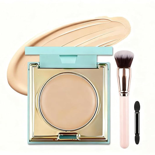 Colored CC Undereye Corrector, Eye Concealer Undereye Color Corrector for Dark Circles, Clay Neutralizing Makeup Under Eye Hydrating Concealer with Brush (Light-Medium Peach & 2 Brushes, Small)