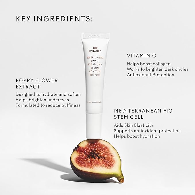 The Untamed Superluminal Dawn Eye Serum 1 fl oz – Brightening & Hydrating Skincare with Vitamin C, Poppy Flower & Cocoa Seed – Helps Refresh and Improve the Apperance of Under Eye Area