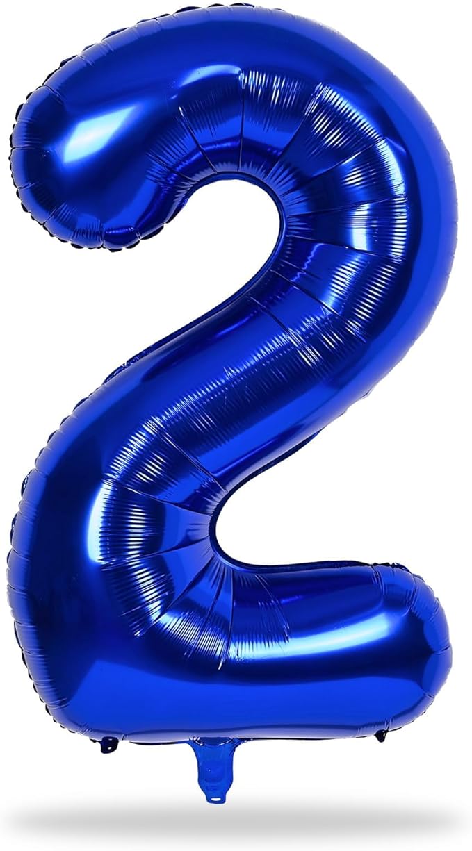 40" Balloon Number 2 Navy Blue, Large Dark Blue Foil Number Balloons Set 0-9, Royal Blue 2 Helium Balloons for Boys 2nd 12th 20th Birthday Anniversary Graduation Party Decoration Supplies