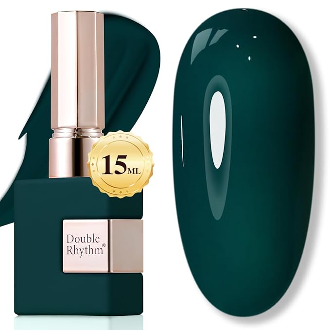 Double Rhythm 15ML Gel Polish Pure Sheer Same Color Same Bottle Soak Off Gel Polish Art Manicure Salon DIY at Home for Women (Deep Green-A1460)