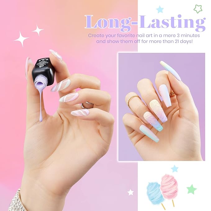 Beetles Pastel Gel Nail Polish, 6 Colors Macaron Gel Polish Light Pink Blue Green Yellow Purple Nails Soft All Season Soak Off Uv Gel Manicure Nail Art Design DIY Home Salon Gift for Girls Women