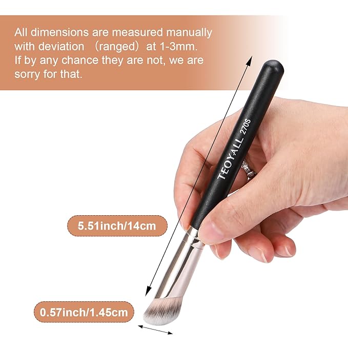 TEOYALL Foundation Contour Brush Set, 2PCS Angled Synthetic Kabuki Brush for Blending Setting Concealing Buffing with Liquid, Cream and Powder Cosmetic (170S/270S)