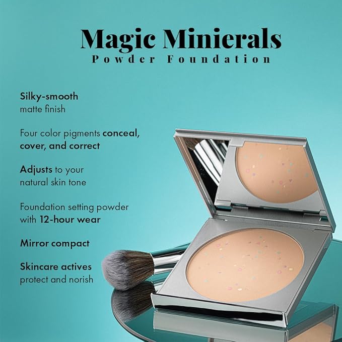 Magic Minerals by Jerome Alexander Jumbo Size Mineral Powder Foundation with Color Correctors, Antioxidant Skincare Formula (Medium Dark)
