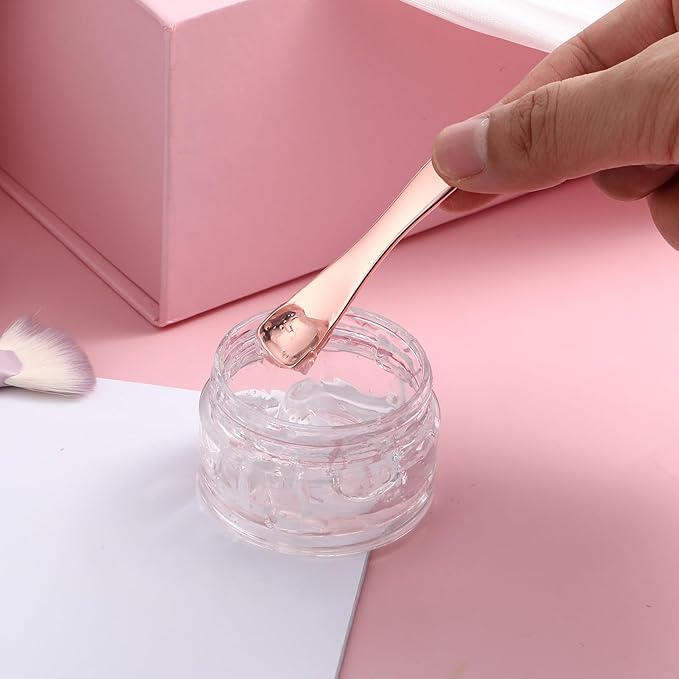 6 PCS Mini Metal Makeup Spatula, Reusable Skin Care Cosmetic Spatula Facial Applicator Tool Beauty Spatula Cosmetic Spatula for Face Mask Cream Lotions Moisturizers(Silver Gold Rose Gold)