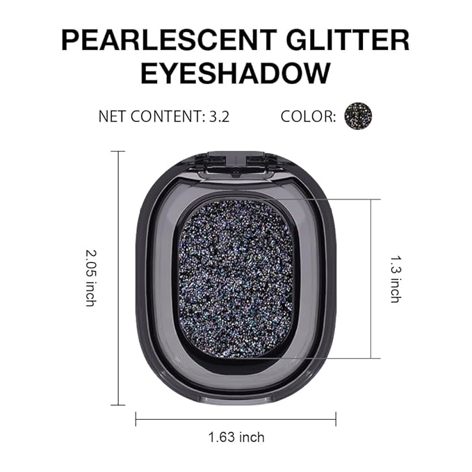 Black Glitter Eyeshadow Palette Makeup for Women, Glitter Shimmer Metallic Holographic Iridescent Single Monochrome Eyeshadow Halloween Birthday Party Wear Makeup, Sombras Crema Para Ojos