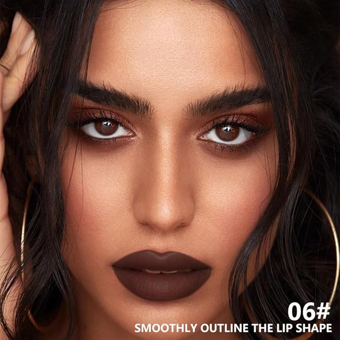 BINGBRUSH 2 in 1 Lip Liner and Lipstick Combo, Matte Lipstick Long Lasting Waterproof Lip Pencil Crayon, Smudge Proof Lip Stain,Hign Pigmented Women’s Makeup (06#Midnight Mocha)