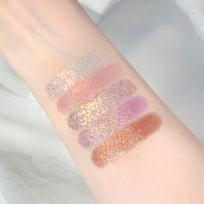 Erinde 10 Color Eyeshadow Palette Makeup - Matte Shimmer Glitter Eye Shadow, Ultra-Blendable, High Pigmented, Naturing-Looking, Neutral Nude Eyeshadow Palette with Professional Brush, Starlight Gems