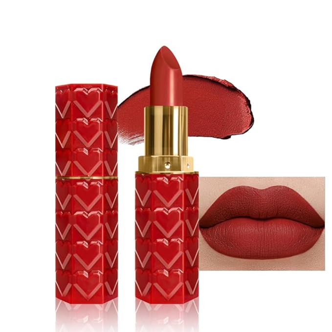 evpct 1Pcs Dark Red Lipstick, Silky Velvet Matte Lipstick Pack Sets for Women, Long Lasting Smudge Proof Lipstick Lip Stain Makeup Kit matte lipstick 24 hours original R04