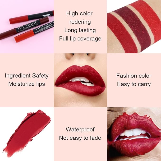 BINGBRUSH Smooth Longwear Lipstick Pack Set, Matte Color Stick Ultimate Lip Crayon for Makeup Collection - Waterproof Velvet Lipgloss Lip Stain (18#)
