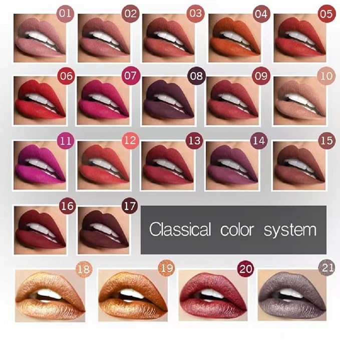21 Colors Matte Liquid Lip Gloss - Non Transfer Proof, Long Lasting 10Hrs Glossy Lipstick, Kiss Proof & Hydrating Lip Stain Wear (6)