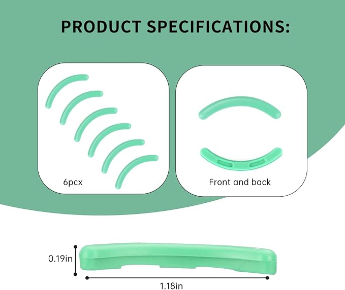 Soft Silicone Rubber Eyelash Curler Refills Compatible with Shiseido, Tweezerman, Revlon, Shu Uemura, Surratt, e.l.f Eyelash Curler for Travel Portable Carry,Cosmetic Accessory,6PCS (Green)