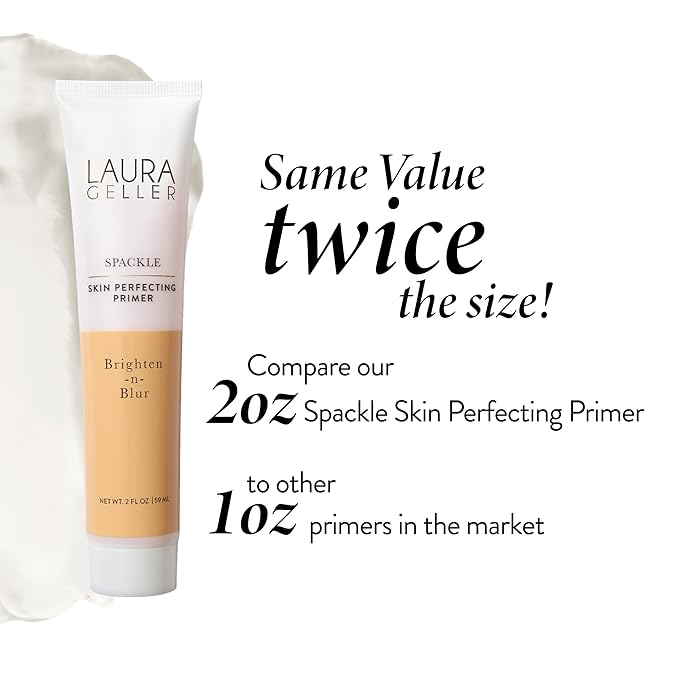 LAURA GELLER NEW YORK Spackle Primer - Brighten-n-Blur - Super-Size 2 Fl Oz - Mattifying Makeup Primer for Mature Skin