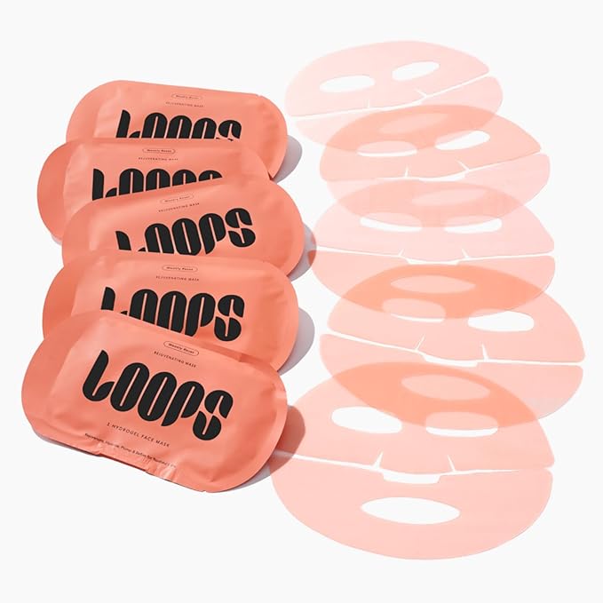 LOOPS WEEKLY RESET - Rejuvenating Hydrogel Face Mask Kit - Rejuvenate, Hydrate, Refine & Plump Face, Moisturized, Pore Refining - Reduces Signs of Puffiness - 5 Pc